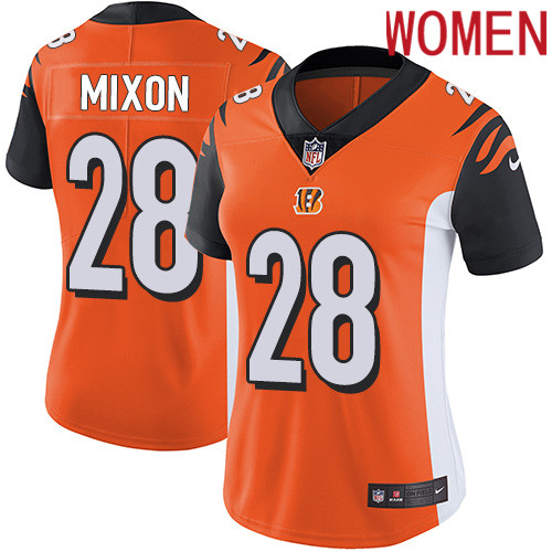 2019 Women Cincinnati Bengals #28 Mixon orange Nike Vapor Untouchable Limited NFL Jersey->women nfl jersey->Women Jersey